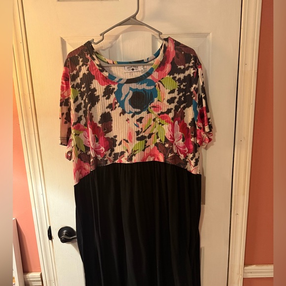 Crazy Train Floral Midi Dress - Pink, Blue, Black - Picture 1 of 11